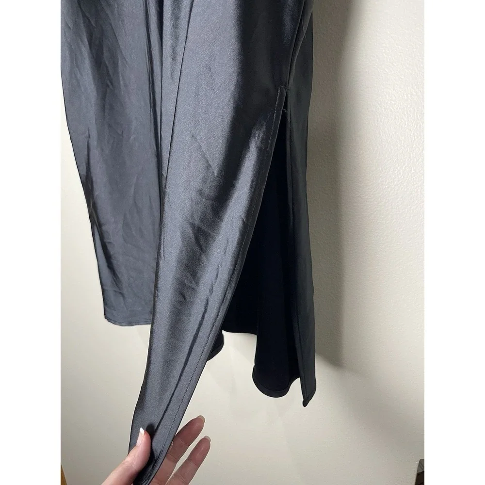 Old Navy Black High-Waisted Satin Midi Slip Skirt Size XXL  Grunge Whimsigoth